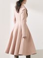 Brown Long Sleeve A-Line Elegant Coat