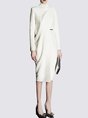White Sheath Turtleneck Elegant Midi Dress