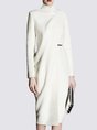 White Sheath Turtleneck Elegant Midi Dress