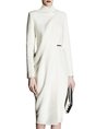 White Sheath Turtleneck Elegant Midi Dress