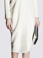 White Sheath Turtleneck Elegant Midi Dress