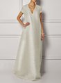 Silver Shift Glitter-finished Elegant Maxi Dress