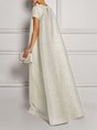 Silver Shift Glitter-finished Elegant Maxi Dress