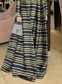 Multicolor Turtleneck Prom Striped Maxi Dress