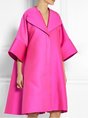 Lapel Fuchsia Shift Solid Casual Midi Dress