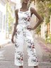 Holiday Sleeveless Floral Square Neck Jumpsuit
