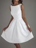 Plain Sleeveless Elegant Work A-Line Midi Dress