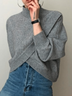 Fall A-line Long Sleeve Cross Casual Turtleneck Daily Sweater
