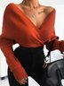 Long Sleeve Off Shoulder Solid Lady Sweater