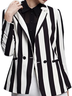 Fall Striped Simple Loosen Mid-weight Work Formal Outerwear