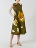 Vacation Crew Neck Floral Sleeveless Woven Dresses