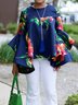Crew Neck Floral Flare Sleeve Top