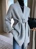 High Elasticity Loose V neck Long sleeve Sweater Coat