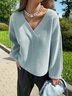 V Neck Plain Simple Casual Sweater
