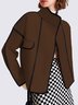 Color Block Piping Stand Collar Loose Jacket