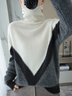 Turtleneck Casual Wool/Knitting Color Block Sweater