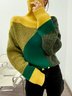 Urban Loose Long Sleeve Color Block Sweater