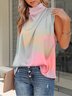 Abstract Casual Stand Collar Regular Fit Blouse
