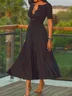 High Elasticity Crew Neck Short sleeve Elegant Midi Dress