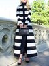 Urban Stand Collar Striped Long Sleeve Trench Coat