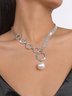 Elegant Imitation Pearl Circle Rhinestone Pendant Necklace