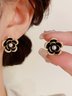 French Retro Camellia Imitation Pearl Stud Earrings