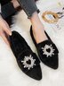 Rhinestone Buckle Party Furry Slip On Shoes