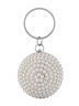 Imitation Pearl Round Ball Handbag with Crossbody Chain Rhinestones Clutch Bag for Wedding Cocktail Party Banquet Prom