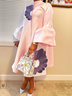 Loose Elegant Stand Collar Floral Three Quarter Sleeve Midi Dress