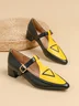 Color Block Adjustable Buckle Urban T-Strap Shoes