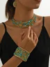 4pcs/set Luxurious Multicolor Rhinestone Embellished Metal Choker Necklace Set
