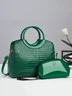 2pcs/set Large Capacity Embossed Commuting Tote Bag  with Coin Purse
