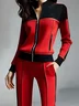 Casual Color Block Zipper Jacket