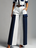 Urban Color Block  Straight Pants With Belt