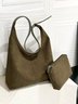 Casual Suede Tote Bag With Mini Bag