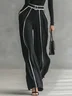 Urban Color-Block Piping Straight-Leg Pants