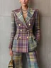 Urban Multi-Plaid Lapel Blazer