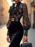 Elegant Geometric Printing Stand Collar Shirt