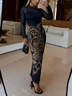 Elegant Tiger Printing Stand Collar Maxi Dress