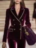 Elegant Buttoned  Velvet Lapel Collar Blazer