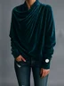 Velvet Casual Plain Irregular Craftsmanship Blouse