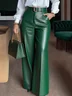 Urban Plain Faux Leather Pants