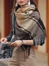 Plaid shawl thickened tassel neck scarf