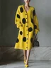 Urban Polka Dots Buttoned V Neck Sweater Midi Dress