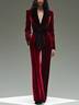 Urban Split Joint Color Block Shawl Collar Jumpsuit With Belt