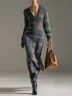 Urban Plaid V Neck Maxi Sweater Dress