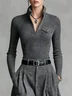 Yarn/Wool Yarn Casual Plain Buttoned Sweater