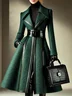 Urban Split Joint Color Block Lapel Collar Coat No Belt