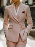 Elegant Buttoned Plain Lapel Collar Blazer