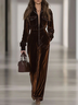 Urban Zipper Plain Shawl Collar Jumpsuit